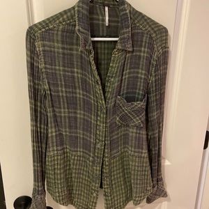 Free people green flannel